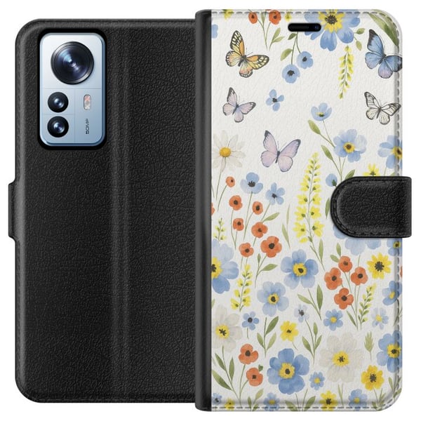 Kompatibelt Plånboksfodral till Xiaomi 12 Pro Sommarblommor