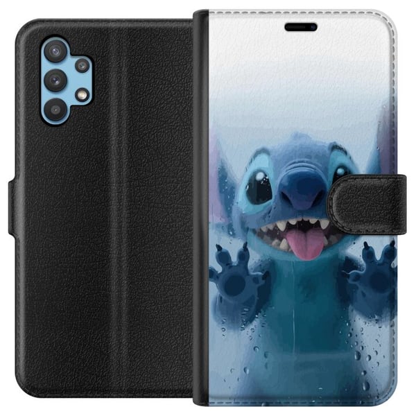 Kompatibelt Plånboksfodral till Samsung Galaxy A32 5G Stitch Window View – Stitch vid ett fönster i söt stil Kompatibelt Plånboksfodral till Samsung Galaxy A32 5G Stitch Window View – Stitch vid ett fönster i söt stil