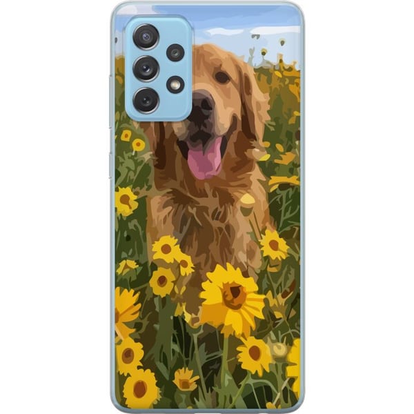 Kompatibelt Mobildeksel til Samsung Galaxy A52 5G Golden Retriever Solrosfält Hundmotiv Natur Sommar Design Kompatibelt Mobildeksel til Samsung Galaxy A52 5G Golden Retriever Solrosfält Hundmotiv Natur Sommar Design
