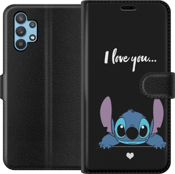 Yhteensopiva Lompakkokotelo Samsung Galaxy A32 5G Stitch Minä Rakastan Sinua