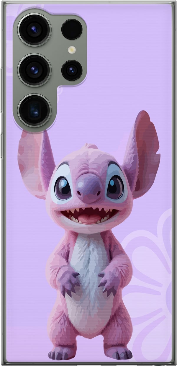 Kompatibelt Mobildeksel til Samsung Galaxy S23 Ultra Rosa Stitch-figur med kawaiimotiv i lilla pastellfarger, søt og sjarmerende for elskere av søte
