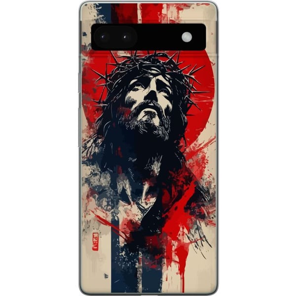 Yhteensopiva Puhelinkuori Google Pixel 6a Jeesus ristillä - kristillinen aihe vahvalla symboliikalla uskosta ja toivosta