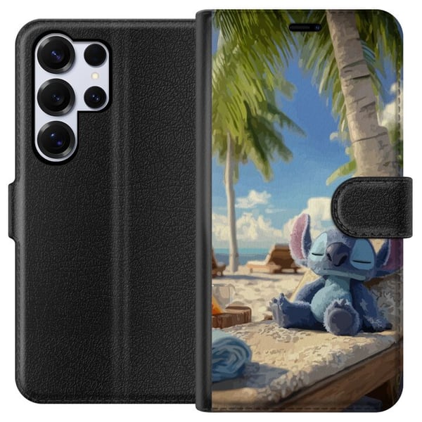 Kompatibelt Lommeboketui til Samsung Galaxy S25 Ultra Stitch Disney-figur med tropisk strandmotiv Kompatibelt Lommeboketui til Samsung Galaxy S25 Ultra Stitch Disney-figur med tropisk strandmotiv
