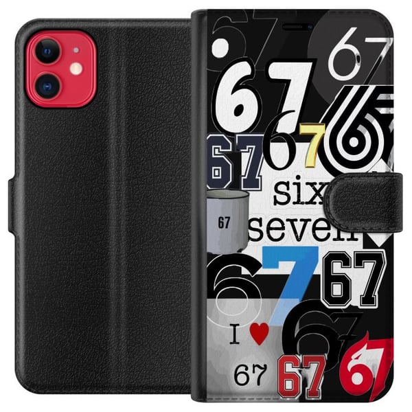 Kompatibel Tegnebogsetui til Apple iPhone 11 67 meme six seven collage – viralt internetmeme i trendy 6–7-stil med moderne grafik og humoristisk udtr
