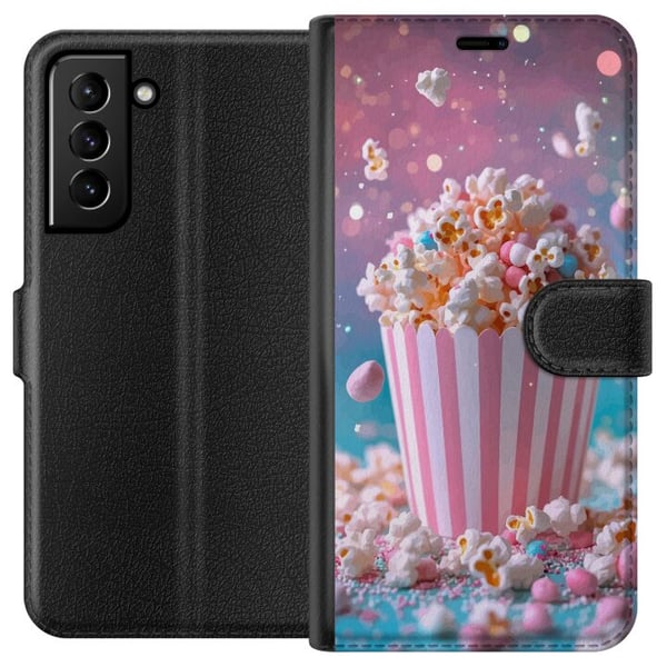 Kompatibelt Lommeboketui til Samsung Galaxy S21+ 5G Retro popcorn design snacks økologisk samleobjekt Kompatibelt Lommeboketui til Samsung Galaxy S21+ 5G Retro popcorn design snacks økologisk samleobjekt
