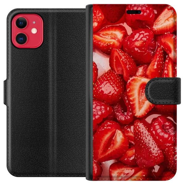 Kompatibelt Plånboksfodral till Apple iPhone 11 Jordgubbsmönster – sött motiv med sommarkänsla Kompatibelt Plånboksfodral till Apple iPhone 11 Jordgubbsmönster – sött motiv med sommarkänsla