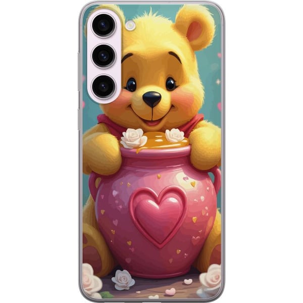 Kompatibel Mobilcover til Samsung Galaxy S23+ Sød gul bjørn inspireret af Peter Plys med hjerteformet lyserødt glas og honning, et varmt og charmeren Kompatibel Mobilcover til Samsung Galaxy S23+ Sød gul bjørn inspireret af Peter Plys med hjerteformet lyserødt glas og honning, et varmt og charmeren