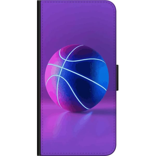 Kompatibelt Lommeboketui til Samsung Galaxy A03s Basketballplakat neon basketball sport glødende lilla blå retrobane idrettsutøver sportsdesign kunst