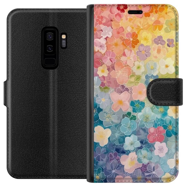 Kompatibelt Plånboksfodral till Samsung Galaxy S9+ Småblomster Kompatibelt Plånboksfodral till Samsung Galaxy S9+ Småblomster