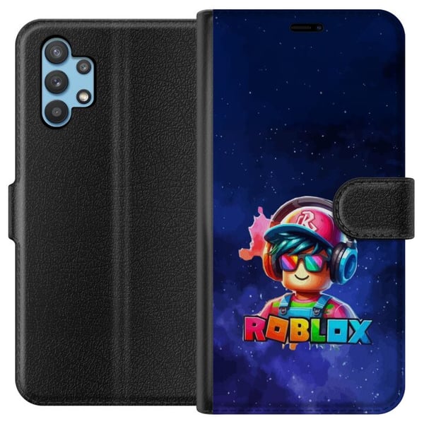 Kompatibelt Plånboksfodral till Samsung Galaxy A32 5G Roblox Space Explorer Design futuristiskt rymdtema med färgstarka detaljer spelkänsla och neonl