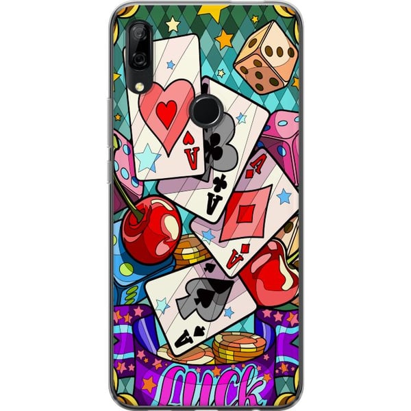 Kompatibel Mobilcover til Huawei P Smart Z Lucky Hands casino-popartdesign med spillekort, terninger, kirsebær og retroinspireret farverig stil