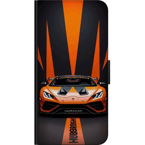 Kompatibelt Lommeboketui til Samsung Galaxy A03s Lamborghini Huracán oransje superbil luksusbil sportsbil racing frontvisning bil eksotisk rask plaka