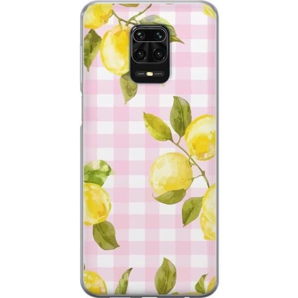 Kompatibel Mobilcover til Xiaomi Redmi Note 9S Citrongrønt og lyserødt ginghammønster – citronmønster med lyserødt ternet motiv i pastel og sommerlig