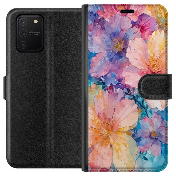 Kompatibelt Lommeboketui til Samsung Galaxy S10 Lite Akvellmaleri med store blomster i rosa, blå og gule toner i en myk, kunstnerisk stil Kompatibelt Lommeboketui til Samsung Galaxy S10 Lite Akvellmaleri med store blomster i rosa, blå og gule toner i en myk, kunstnerisk stil