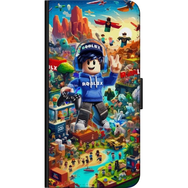Kompatibelt Lommeboketui til OnePlus 9 Pro Stor, detaljert Roblox-verden fylt med karakterer, eventyr og fargerike miljøer