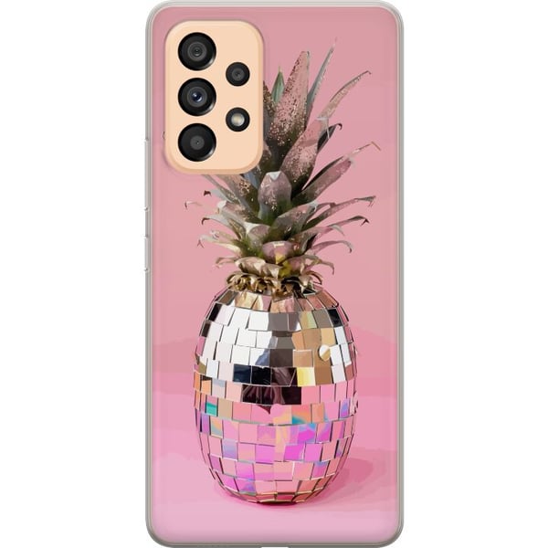 Kompatibelt Mobilskal till Samsung Galaxy A53 5G Disco Pineapple ananas i spegelmosaik pop art rosa bakgrund glittrande tropisk design Kompatibelt Mobilskal till Samsung Galaxy A53 5G Disco Pineapple ananas i spegelmosaik pop art rosa bakgrund glittrande tropisk design