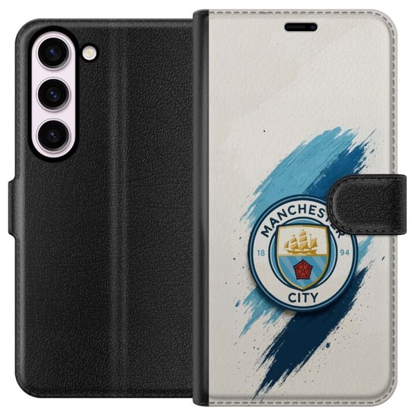 Kompatibel Tegnebogsetui til Samsung Galaxy S23 Manchester City fodbold Jack Grealish blå penselstrøg illustration Kompatibel Tegnebogsetui til Samsung Galaxy S23 Manchester City fodbold Jack Grealish blå penselstrøg illustration