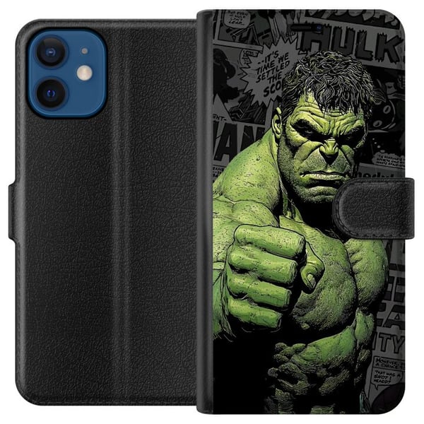 Yhteensopiva Lompakkokotelo Apple iPhone 12 mini Hulk-aihe sarjakuvatyyliin, voimakas design vihreän sävyillä Marvelin ja supersankarien faneille