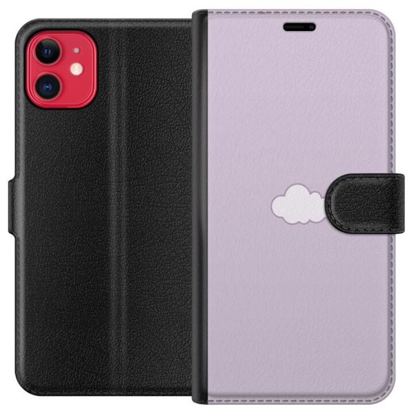Kompatibelt Plånboksfodral till Apple iPhone 11 Lila Moln – minimalistiskt moln på lila bakgrund Kompatibelt Plånboksfodral till Apple iPhone 11 Lila Moln – minimalistiskt moln på lila bakgrund