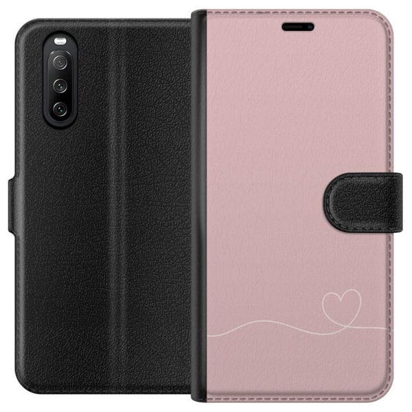 Kompatibel Tegnebogsetui til Sony Xperia 10 III Lyserød Hjerne Design
