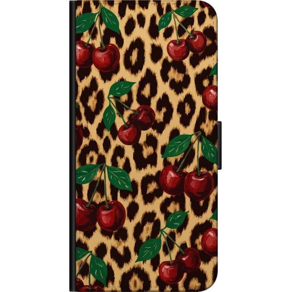 Kompatibelt Lommeboketui til Samsung Galaxy A03s Kirsebær leopardmønster kirsebær retro rockabilly pinupstil kirsebærtrykk leopardbakgrunn motekunst