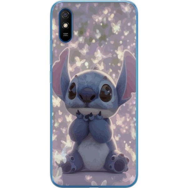 Kompatibelt Mobilskal till Xiaomi Redmi 9A Stitch med fjärilar söt Disney kawaii blå alien butterflies magiskt pastell drömmigt motiv poster
