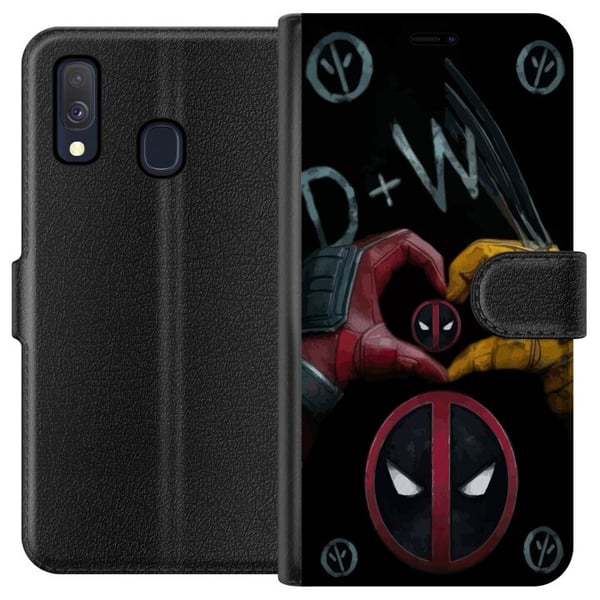 Kompatibel Tegnebogsetui til Samsung Galaxy A40 Deadpool & Wolverine Kærlighed