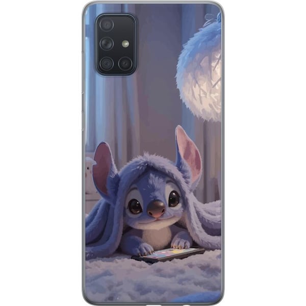 Kompatibelt Mobildeksel til Samsung Galaxy A71 Stitch under et teppe med telefon, kveldskos i blå toner, sjarmerende drømmeaktig design for alle som Kompatibelt Mobildeksel til Samsung Galaxy A71 Stitch under et teppe med telefon, kveldskos i blå toner, sjarmerende drømmeaktig design for alle som