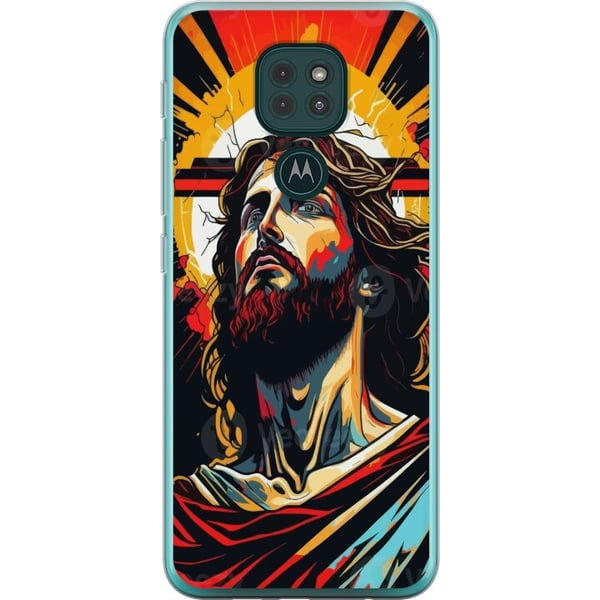 Kompatibelt Mobilskal till Motorola Moto G9 Play Jesus & Kort – religiöst motiv med djup symbolik