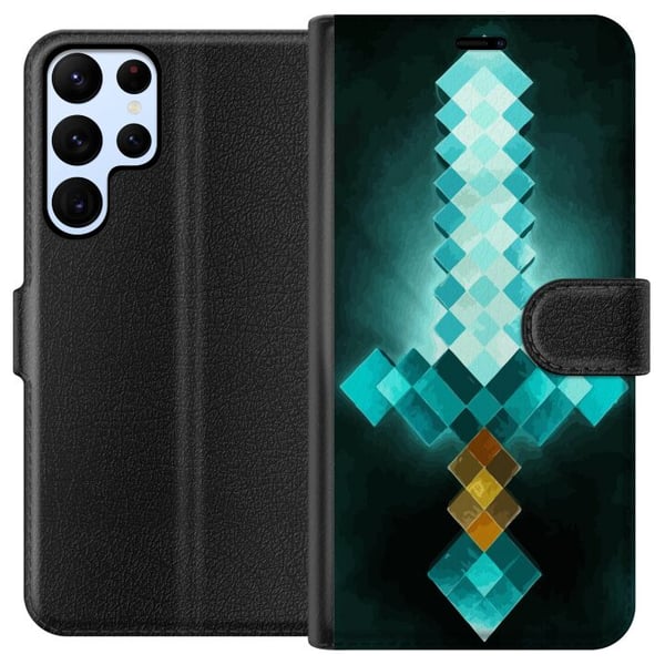 Yhteensopiva Lompakkokotelo Samsung Galaxy S22 Ultra 5G Minecraft miekka