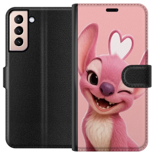 Kompatibelt Lommeboketui til Samsung Galaxy S21 Rosa englefigur som blinker, søtt design med hjerte, kjærlighet, lekenhet og søt energi i pastelltone Kompatibelt Lommeboketui til Samsung Galaxy S21 Rosa englefigur som blinker, søtt design med hjerte, kjærlighet, lekenhet og søt energi i pastelltone