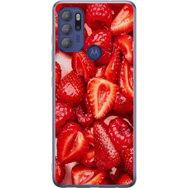 Kompatibel Mobilcover til Motorola Moto G60S Jordbærmønster - sødt motiv med sommerstemning