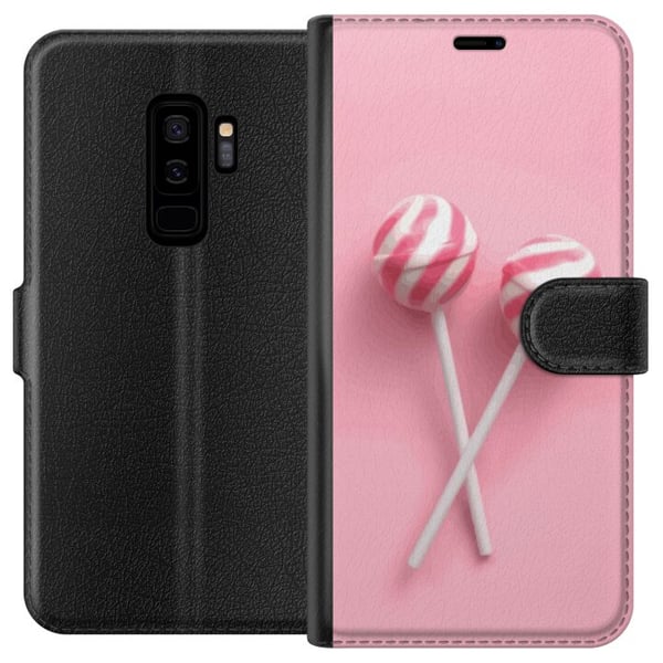 Kompatibelt Lommeboketui til Samsung Galaxy S9+ Rosa slikkepinner og godteridesign – Søtt pastellmotiv for trendy tilbehør Kompatibelt Lommeboketui til Samsung Galaxy S9+ Rosa slikkepinner og godteridesign – Søtt pastellmotiv for trendy tilbehør