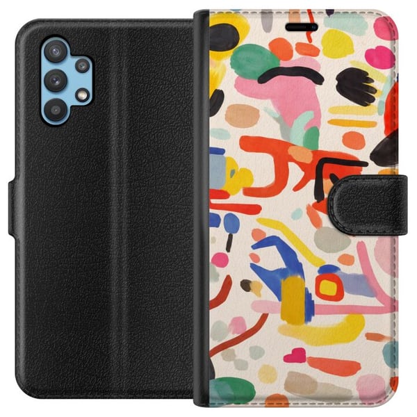 Kompatibelt Plånboksfodral till Samsung Galaxy A32 5G Lekfull färgexplosion i modern abstrakt stil Kompatibelt Plånboksfodral till Samsung Galaxy A32 5G Lekfull färgexplosion i modern abstrakt stil