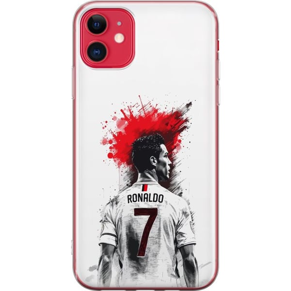 Kompatibelt Mobildeksel til Apple iPhone 11 Ronaldo Red Energy-motiv med Cristiano Ronaldo i stilisert rødhvit design med en kraftfull følelse