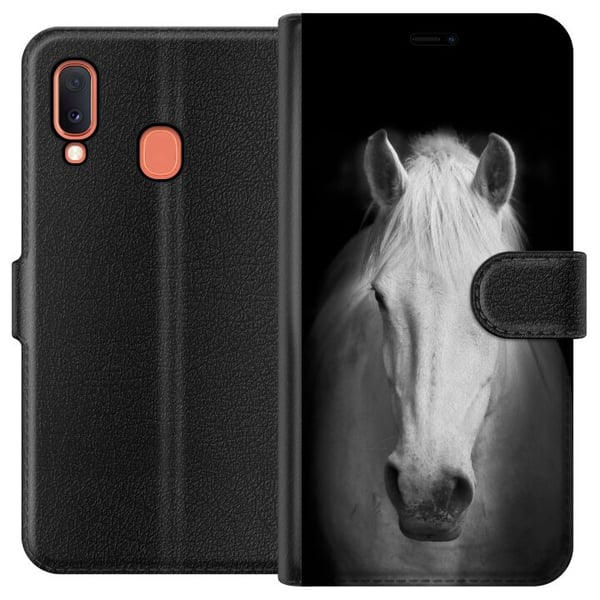 Kompatibelt Plånboksfodral till Samsung Galaxy A20e Vit Häst