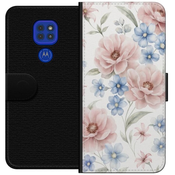 Kompatibel Tegnebogsetui til Motorola Moto G9 Play Romantiske blomster