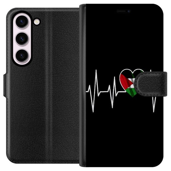 Kompatibel Tegnebogsetui til Samsung Galaxy S23 Palæstina-hjerte med EKG-linje flagfarver sort rød hvid grøn stærkt symbol på kærlighed og frihed Kompatibel Tegnebogsetui til Samsung Galaxy S23 Palæstina-hjerte med EKG-linje flagfarver sort rød hvid grøn stærkt symbol på kærlighed og frihed