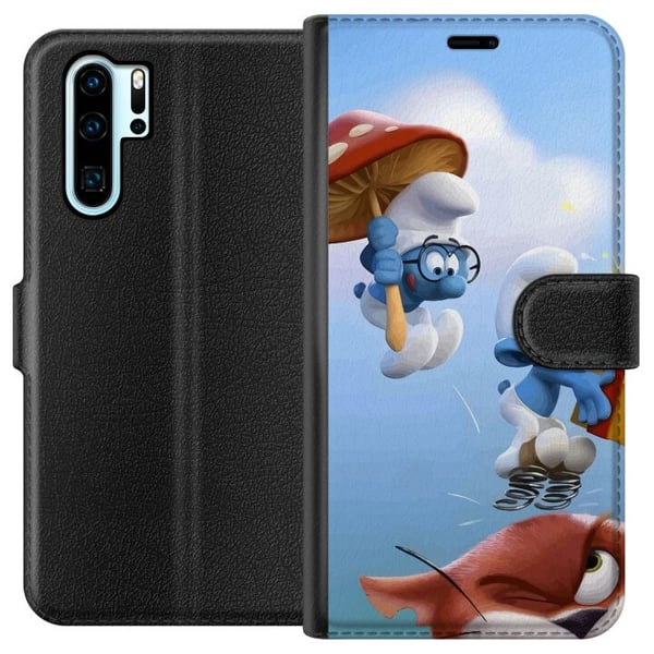 Yhteensopiva Lompakkokotelo Huawei P30 Pro Smurffit juliste sininen sarjakuvahahmot retro piirroselokuva Schtroumpfs sarja lapsuus klassiset hahmot d
