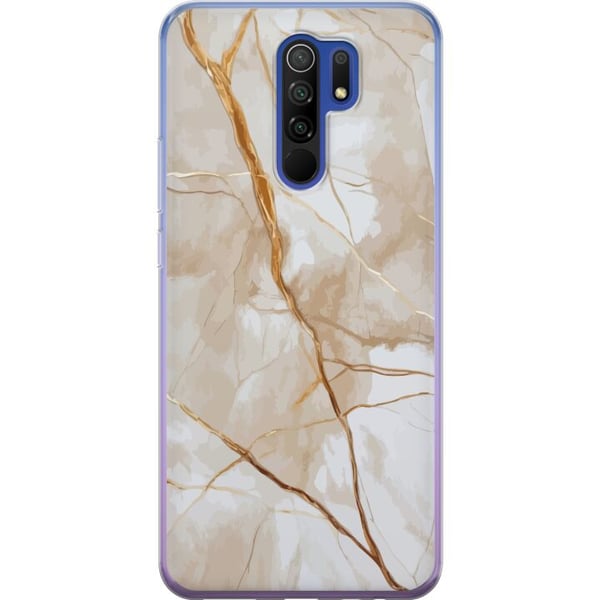 Kompatibel Mobilcover til Xiaomi Redmi 9 Hvid marmor med guldårer, elegant og luksuriøst design perfekt til dig, der elsker stil og klasse