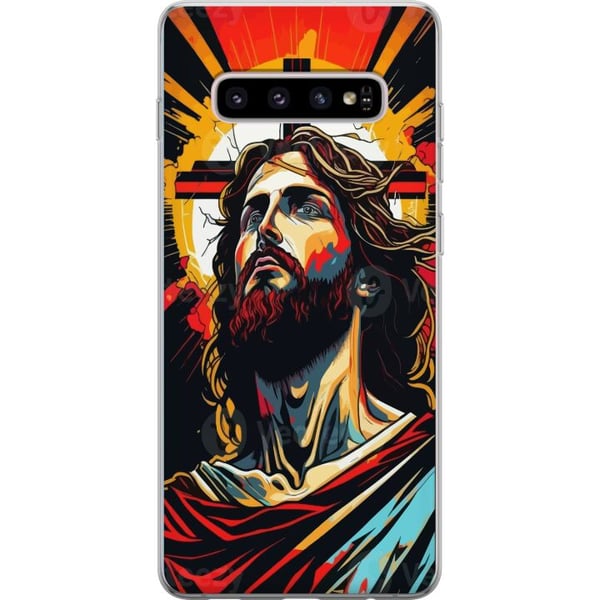 Kompatibelt Mobildeksel til Samsung Galaxy S10+ Jesus & Kort - religiøst motiv med dyp symbolikk Kompatibelt Mobildeksel til Samsung Galaxy S10+ Jesus & Kort - religiøst motiv med dyp symbolikk
