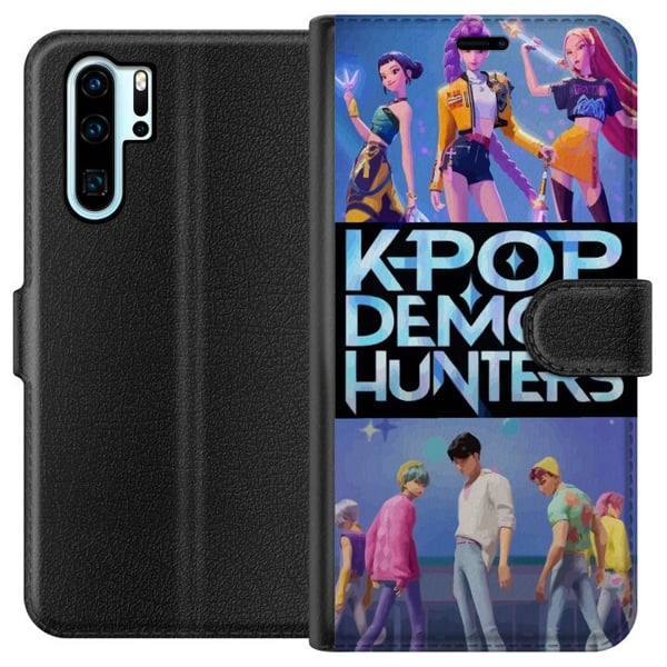 Kompatibel Tegnebogsetui til Huawei P30 Pro Kpop Demon Hunters koreansk idolband plakat anime gaming fantasy tegnefilm retrostil fanart design