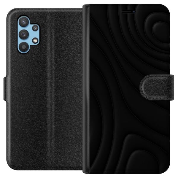 Kompatibelt Plånboksfodral till Samsung Galaxy A32 5G Black Waves Kompatibelt Plånboksfodral till Samsung Galaxy A32 5G Black Waves
