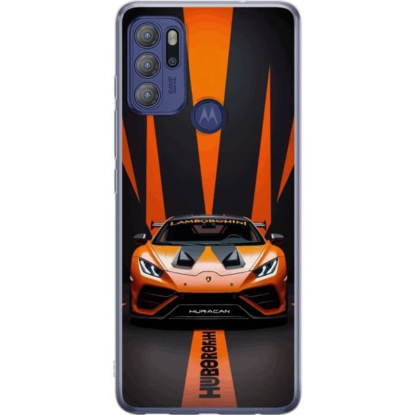 Kompatibel Mobilcover til Motorola Moto G60S Lamborghini Huracán orange superbil luksusbil sportsvogn racing frontvisning bil eksotisk hurtig plakat