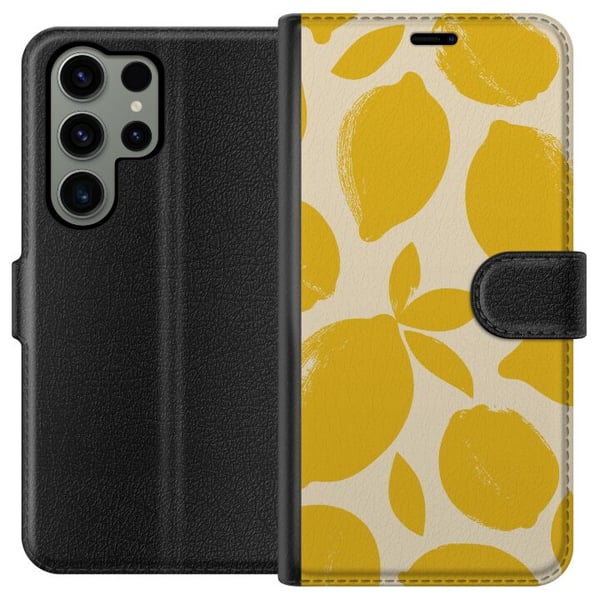 Kompatibel Tegnebogsetui til Samsung Galaxy S23 Ultra Citrus citroner citrontryk gul frugt køkken sommer retro design mønster inspiration frisk køkke Kompatibel Tegnebogsetui til Samsung Galaxy S23 Ultra Citrus citroner citrontryk gul frugt køkken sommer retro design mønster inspiration frisk køkke