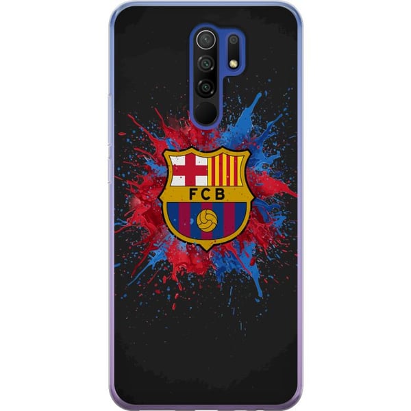 Kompatibelt Mobilskal till Xiaomi Redmi 9 Barcelona Splash Art med FC Barcelonas emblem i blått och rött perfekt för fotbollsfans