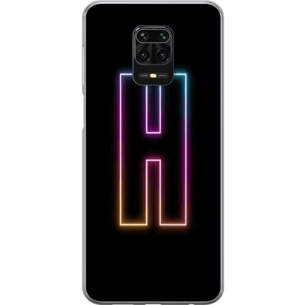 Kompatibel Mobilcover til Xiaomi Redmi Note 9S Minimalistisk neonbogstav H i farveskiftende lys mod sort baggrund