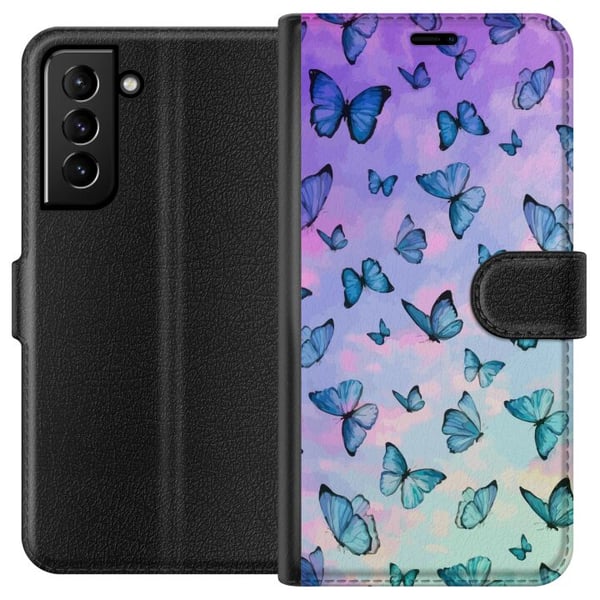 Kompatibel Tegnebogsetui til Samsung Galaxy S21+ 5G Sommerfugle Kompatibel Tegnebogsetui til Samsung Galaxy S21+ 5G Sommerfugle