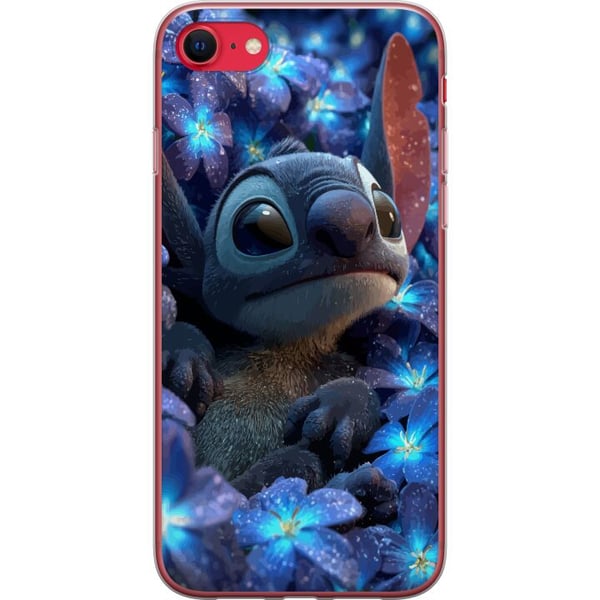 Kompatibelt Mobilskal till Apple iPhone 8 Stitch Among Blue Blossoms Drömlik blå design med Stitch bland blommor i nattljus och mjuk känsla