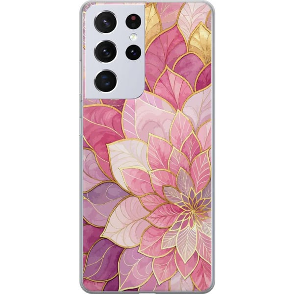 Yhteensopiva Puhelinkuori Samsung Galaxy S21 Ultra 5G Kukkamandala – vaaleanpunainen ja violetti kuvio kultaisin yksityiskohdin, kuvitus Yhteensopiva Puhelinkuori Samsung Galaxy S21 Ultra 5G Kukkamandala – vaaleanpunainen ja violetti kuvio kultaisin yksityiskohdin, kuvitus